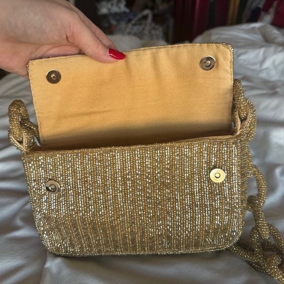 Maeve by Anthropologie Gold/Silver Beaded Shoulder Bag - Picture 3 of 4